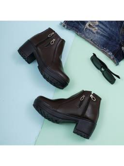 XE Looks - Vegan Leather Stylish and Trendy Women Brown Casual Boots