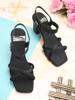 XE Looks - Bold and Attractive with Ankle strap Block High Heels Sandal