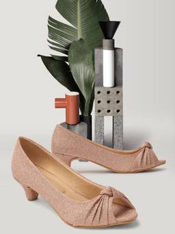 XE Looks - Graceful and Shiny Pencil Heel Peep Toes Ballerinas With Short Heel Ballerina