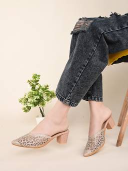 XE Looks - Fancy and Charm Block Heel Slip-On Mule Sandal