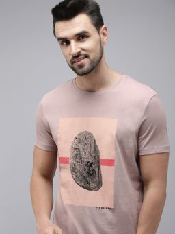 The Bear House - Men Pink Printed Pure Cotton T-Shirt