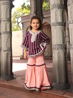 Fayon Kids - Purple Printed Kurti with Sharara (Set of 2)