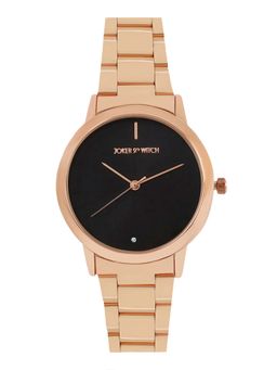 Joker and Witch - Joker & Witch Midnight Black Dial Rose Gold Metallic Link Strap Analog Womens Watch