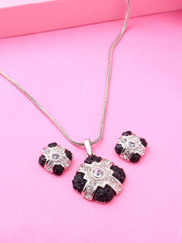 Estele - Rhodium Plated Black & White Themed Pendant for Women (Set of 2)