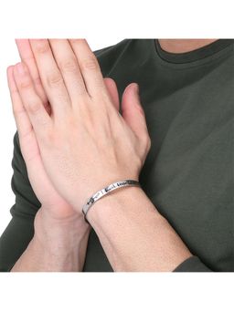 Yellow Chimes - Rhodium-Plated Inspirational Message Kada Bracelet