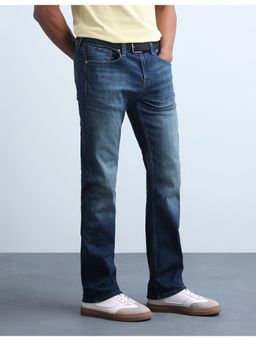 Flying Machine - Men's Blue F-Jango Straight Fit Whiskered Jeans