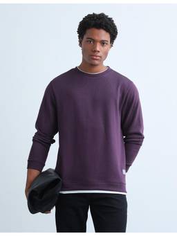 Flying Machine - Purple Men's Solid Regular Fit Sweatshirt