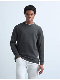 Flying Machine - Men's Grey Solid Regular Fit Sweatshirt
