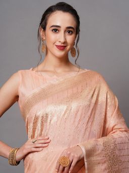 Sareemall - Pink Festive Silk Blend Embroidered Saree with Unstitched