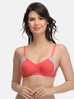 Clovia - Cotton Rich Solid Non-Padded Full Cup Wire Free Everyday Bra - Orange