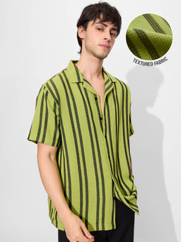 The Souled Store - Men Stripes Lime Shirt