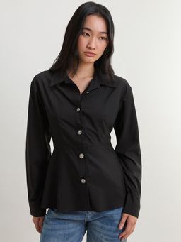 Pomelo - Tailored Button Up Shirt - Black
