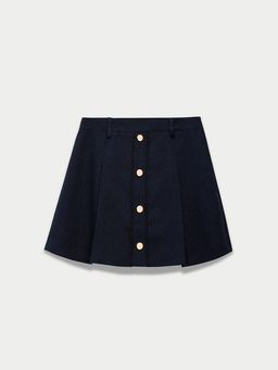 Pomelo - High Waist Tailored Skort - Navy Blue