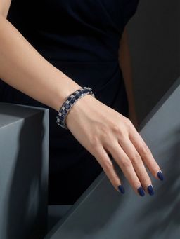 Saraf RS Jewellery - Silver Plated Blue Zircon Minimal Luxe Kada