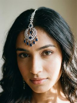 Saraf RS Jewellery - Silver Plated Multi-Color AD Studded Mangtikka