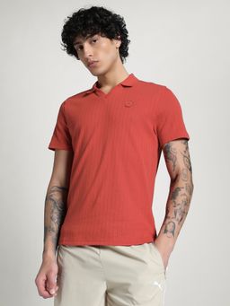 Puma - Red Premium Essentials Ribbed Polo T-shirt