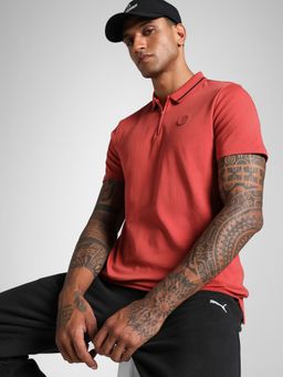 Puma - Red Men's Premium Essential Zippered Polo T-shirt