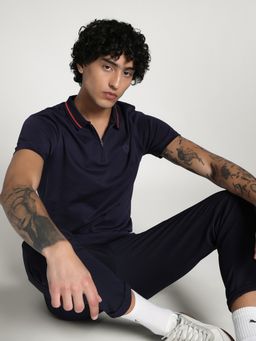 Puma - Navy Blue Men's Premium Essential Zippered Polo T-shirt