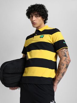 Puma - Yellow Super Men's Stripes Polo T-shirt
