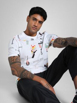 Puma - White Premium Essential Printed Men's Printed T-shirt
