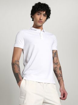Puma - White Wardrobe Essential Men's Jacquard Collar Polo T-shirt