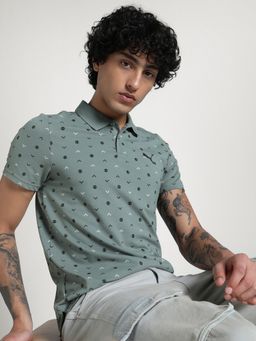 Puma - Green Elevated Essentials Men's Printed Polo T-shirt