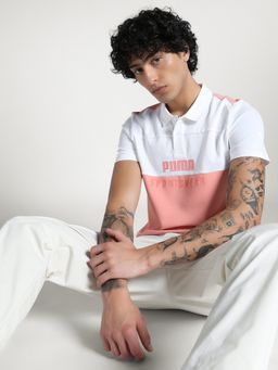 Puma - Pink Ess Block Men's Colorblock Polo T-shirt