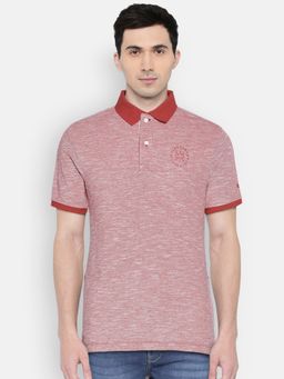 Being Human - Men Textured Red Polo T-Shirt