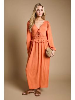 Dorothy Perkins - V Neck Shirred Waist Puff Sleeve Jersey Maxi Dress