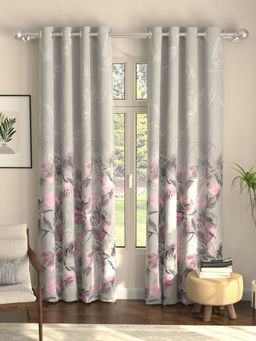 Urban Space - Winter Crocus Grey Digital Blackout Curtains for Door (Pack of 2)