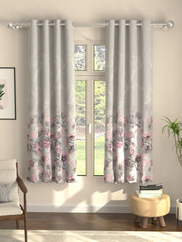 Urban Space - Winter Crocus Grey Digital Blackout Curtains for Window (Pack of 2) (5 x 4 Feet)