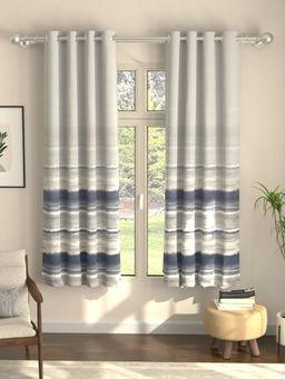Urban Space - Coastal Tides Navy Digital Blackout Curtains for Window (Pack of 2) (5 x 4 Feet)