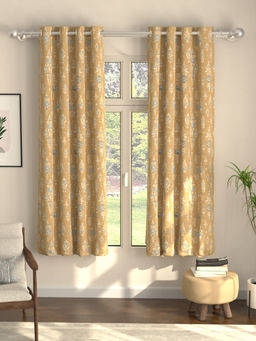 Urban Space - Imperial Mustard Digital Blackout Curtains for Window (Pack of 2) (5 x 4 Feet)