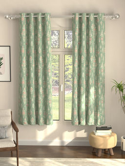 Urban Space - Imperial Sage Green Digital Blackout Curtains for Window (Pack of 2) (5 x 4 Feet)
