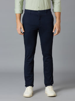 Reid & Taylor - Men Navy Blue Solid Trouser
