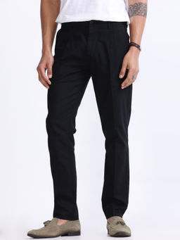 TAILORAEDGE - Raw Slub Pleated Black Trouser