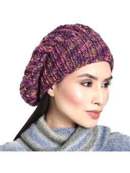 Magic Needles - Women Purple Woollen Handknitted Beanie