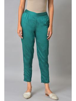 W - Green Solid Slim Pant