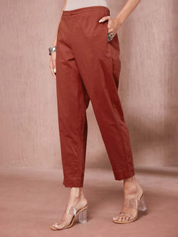 Fabindia - Rust Cotton Casual Ethnic Pant