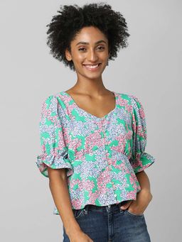 ONLY - Women Printed Green Top