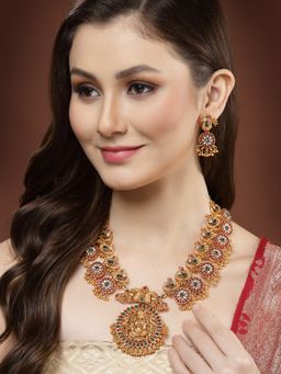 PANASH - Women Gold-Plated Multi Stone Studded Jewellery Set