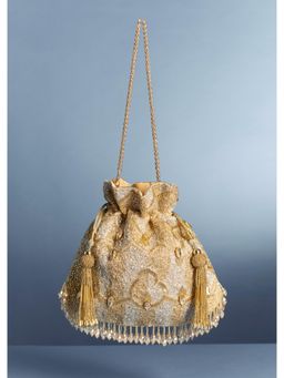 KALKI FASHION - Golden Pearl Embellished Potli Bag