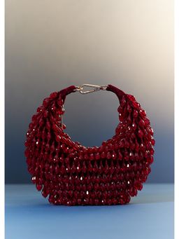 KALKI FASHION - Red Potli Bag with Beaded Embellishments