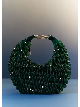 KALKI FASHION - Green Bead Potli Bag with Embellishments