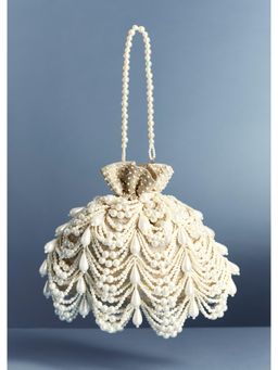 KALKI FASHION - Ivory Pearl Drop Potli Bag