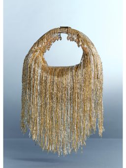 KALKI FASHION - Grey And Silver Potli Bag With Tassel Detailing