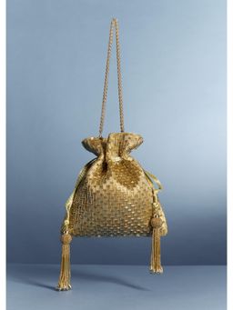 KALKI FASHION - Golden Beaded Tassel Potli Bag