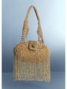 KALKI FASHION - Mustard Yellow Potli Bag With Tassel Detailing
