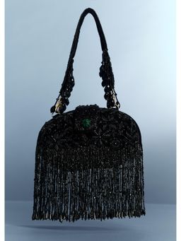 KALKI FASHION - Black Potli Bag With Layered Tassels