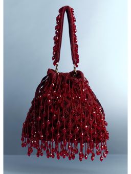 KALKI FASHION - Maroon Potli Bag With Bead Work